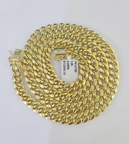 10k Miami Cuban Link Chain Yellow Gold 7mm Necklace 18 - 28 Inches Real - GoldenlinQ