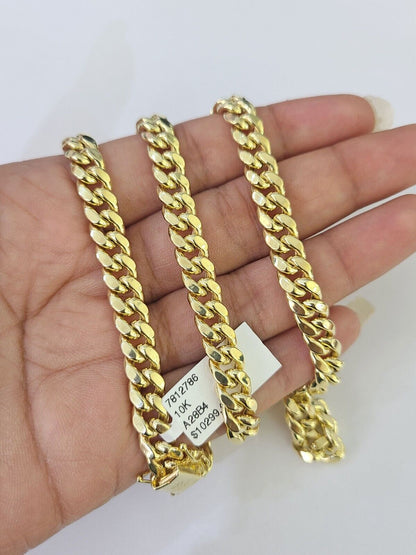 10k Miami Cuban Link Chain Yellow Gold 7mm Necklace 18 - 28 Inches Real - GoldenlinQ
