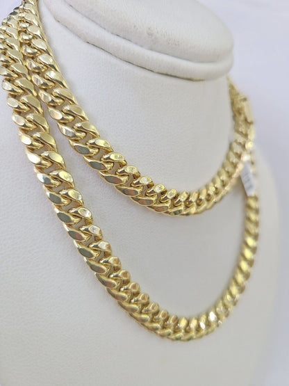 10k Miami Cuban Link Chain Yellow Gold 7mm Necklace 20 - 28 Inches Real - GoldenlinQ