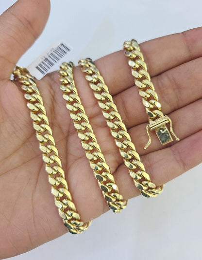 10k Miami Cuban Link Chain Yellow Gold 7mm Necklace 20 - 28 Inches Real - GoldenlinQ