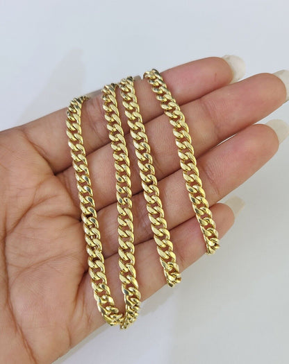 10K Miami Cuban Link Chain Yellow Gold Real 5mm 24 inch Necklace - GoldenlinQ