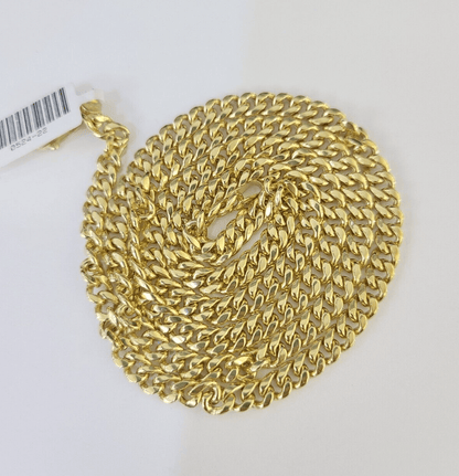 10K Miami Cuban Link Chain Yellow Gold Real 5mm 24 inch Necklace - GoldenlinQ