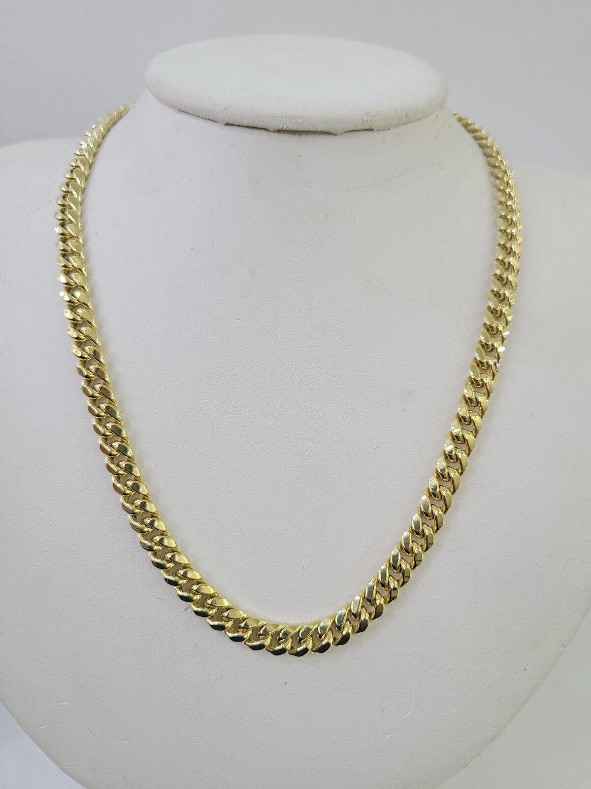 10K Miami Cuban Link Chain Yellow Gold Real 7mm 22 inch Necklace Mens Box Lock - GoldenlinQ