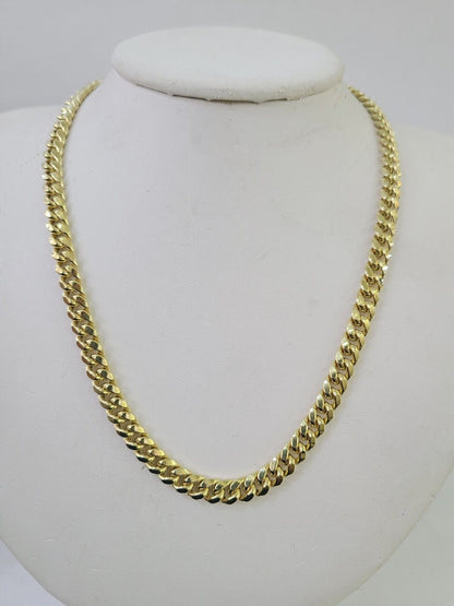 10K Miami Cuban Link Chain Yellow Gold Real 7mm 22 inch Necklace Mens Box Lock - GoldenlinQ