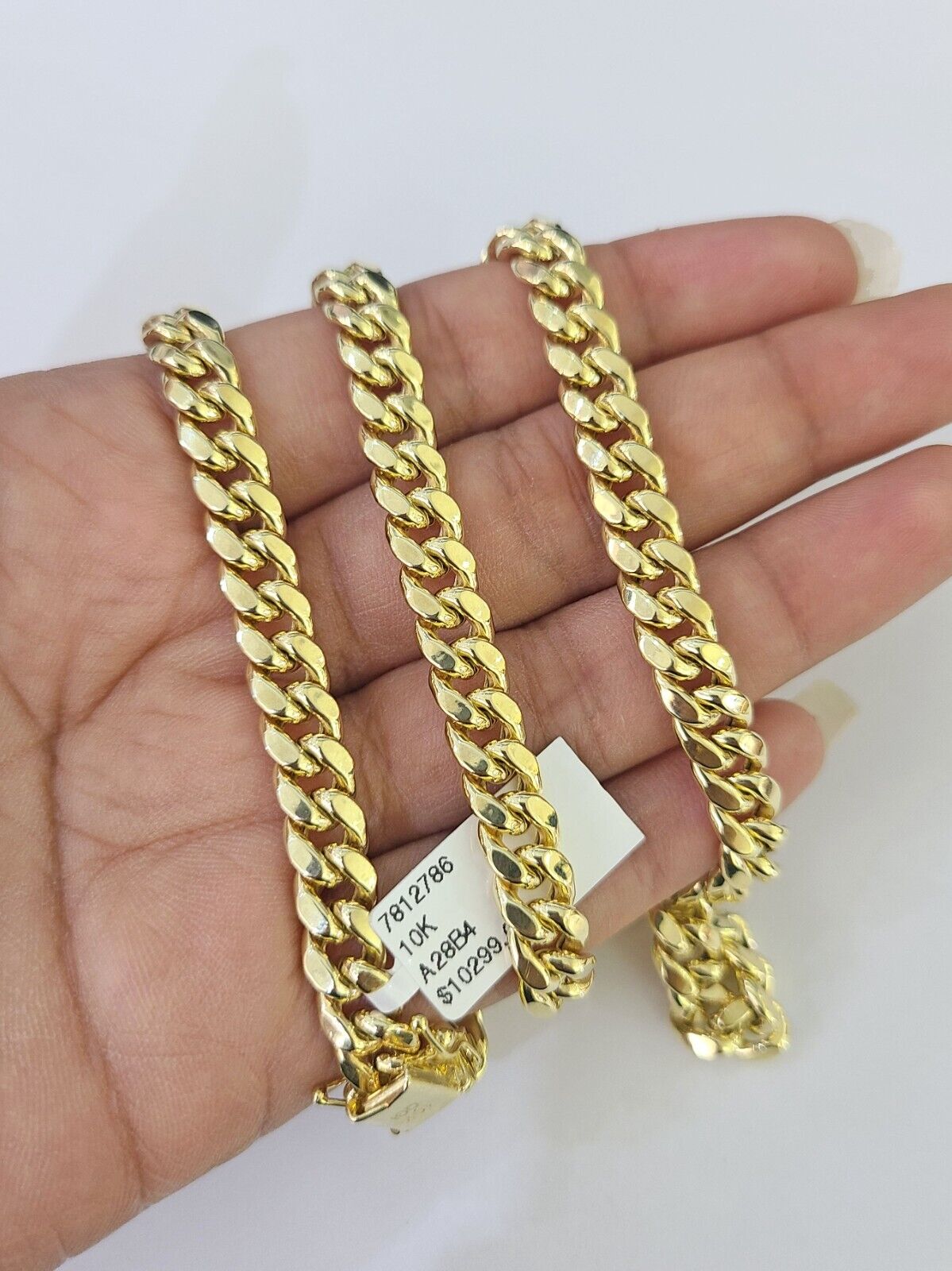 10K Miami Cuban Link Chain Yellow Gold Real 7mm 22 inch Necklace Mens Box Lock - GoldenlinQ