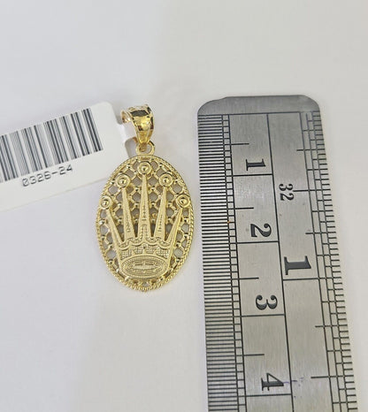 10k Milano Rope Chain Crown Charm Necklace SET 3mm 18" 20" 22" 24" Pendant - GoldenlinQ