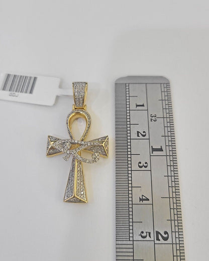 10k Milano Rope Chain Diamond Evil Eye Cross Charm Necklace SET 3mm 18" - 24" - GoldenlinQ