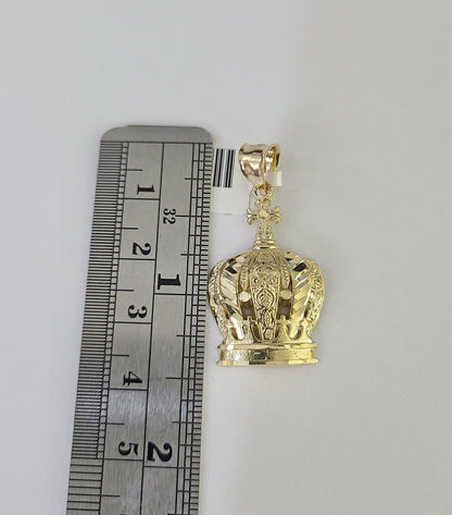 10k Milano Rope Chain Imperial Crown Charm Necklace SET 3mm 18" - 26" Pendant - GoldenlinQ