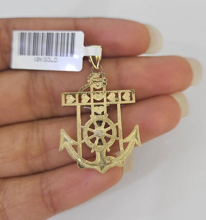 10k Milano Rope Chain Jesus Anchor Charm Necklace SET 3mm 18" 20" 22" 24" - GoldenlinQ