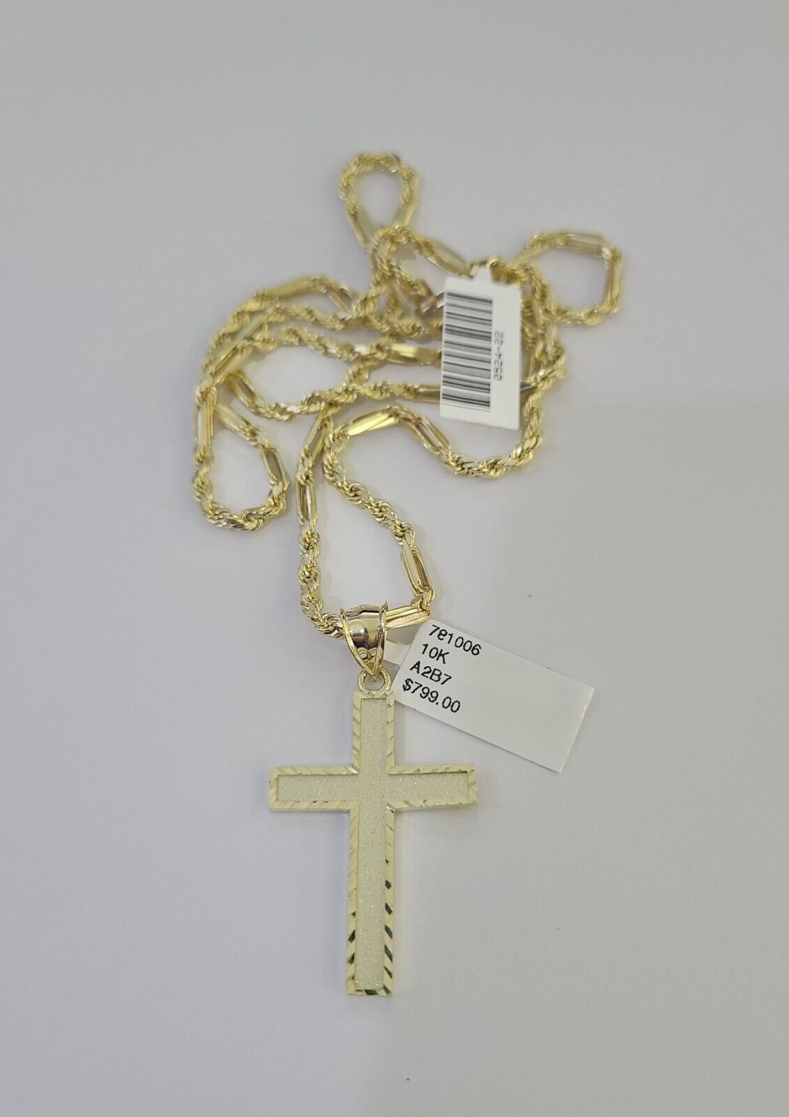 10k Milano Rope Chain Jesus Cross Charm Necklace SET 3mm 18" 20" 22" 24" - GoldenlinQ