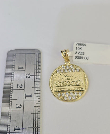 10k Milano Rope Chain Last Supper Charm Necklace SET 3mm 18" 20" 22" 24" Pendant - GoldenlinQ