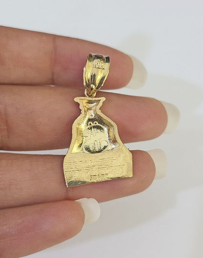 10k Milano Rope Chain Money Bag Charm Necklace SET 3mm 18" 20" 22" 24" - GoldenlinQ
