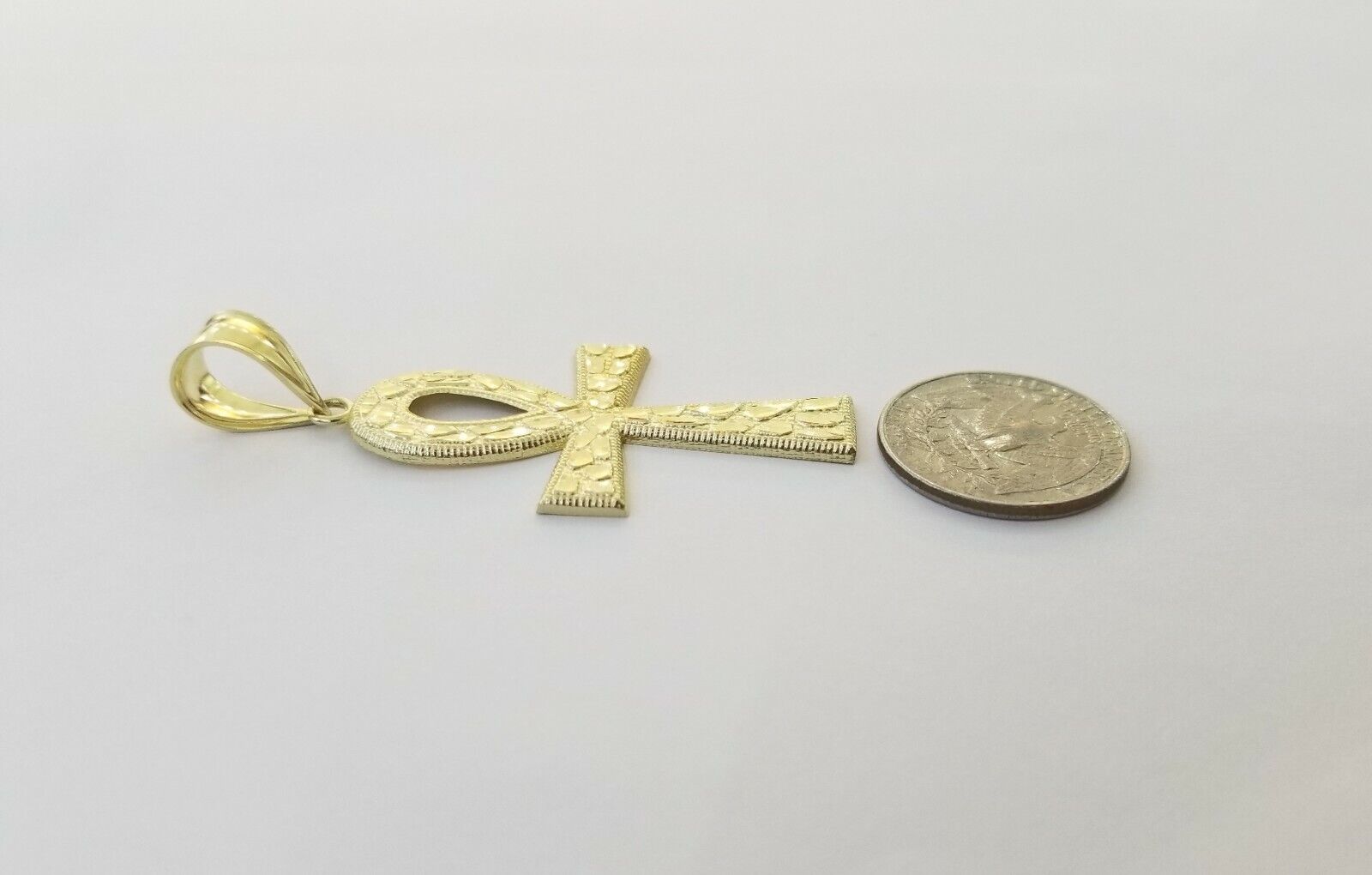 10k Nugget Style Yellow Gold Cross Pendant Real 10kt Mens Jesus Cross Pendant - Reva Jeweler
