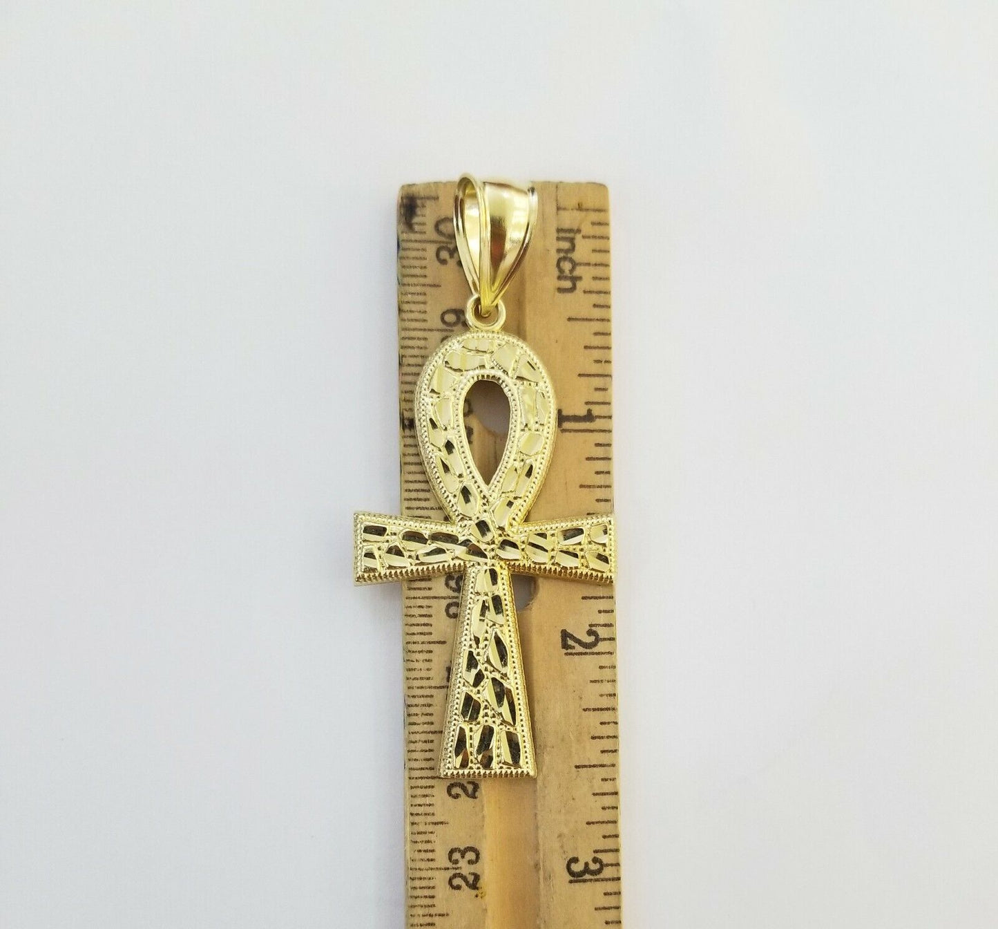 10k Nugget Style Yellow Gold Cross Pendant Real 10kt Mens Jesus Cross Pendant - Reva Jeweler