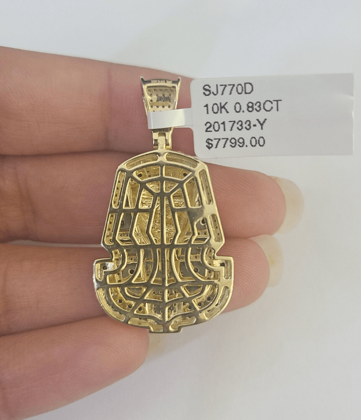 10k Pharaoh Head Diamond Pendant Charm Yellow Gold Men Women Real 10Kt 1.5 inch - GoldenlinQ