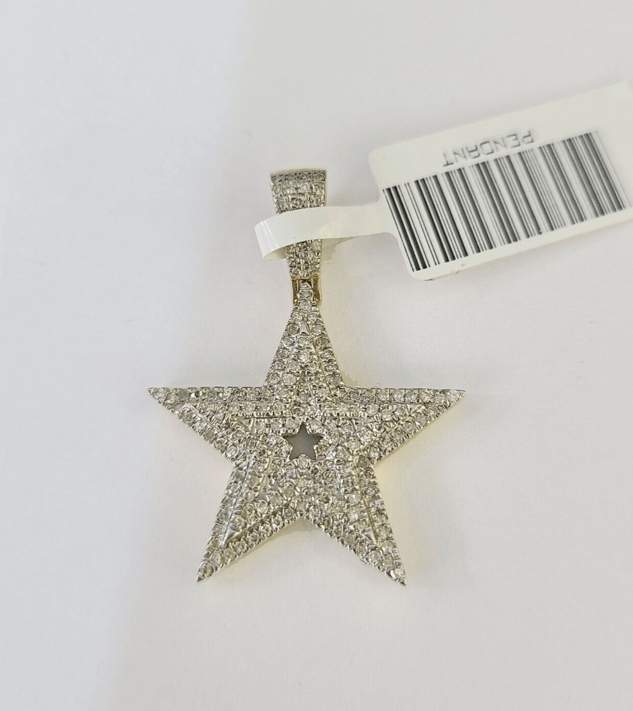 10K Real Diamond Star Emoji Charm 1.25 Inch Emoji Pendant 10kt Yellow Gold - GoldenlinQ