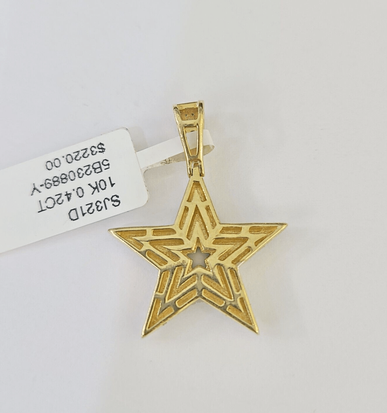10K Real Diamond Star Emoji Charm 1.25 Inch Emoji Pendant 10kt Yellow Gold - GoldenlinQ