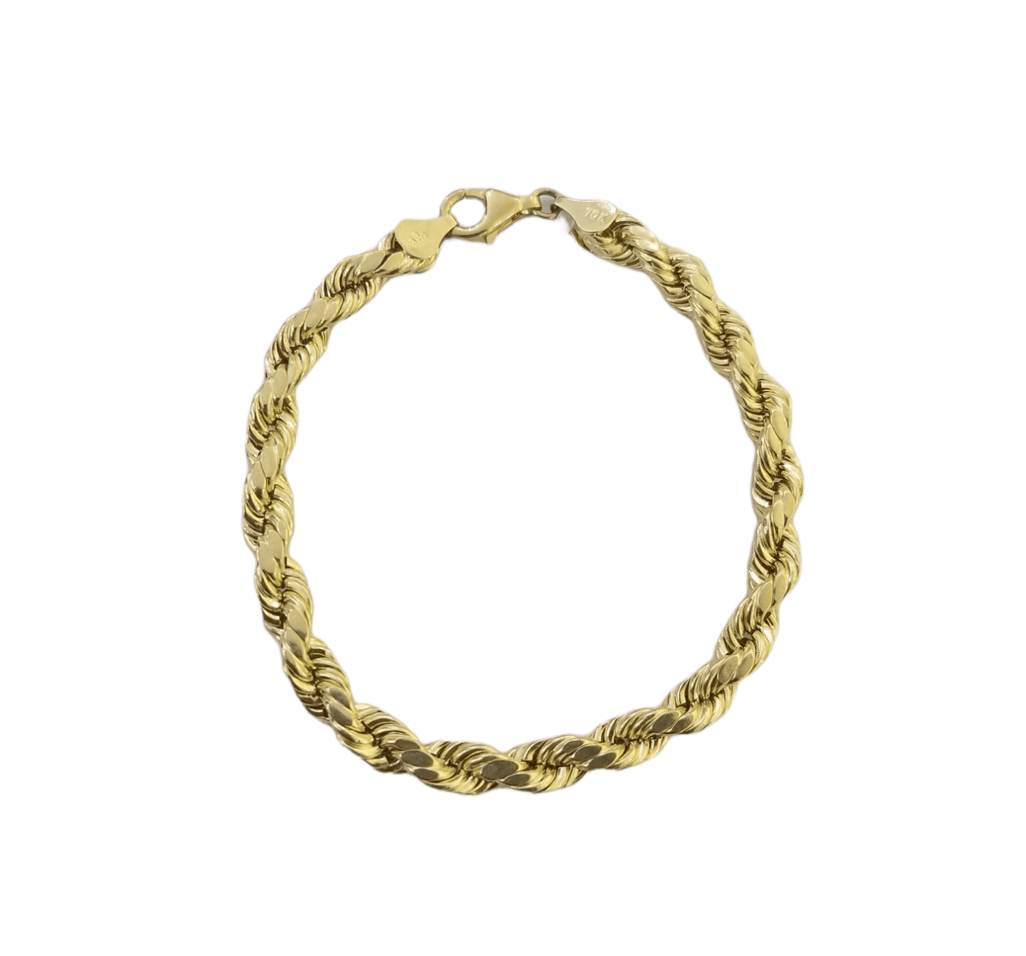 10K Real Gold Bracelet 8" Inch Rope Chain 6mm Lobster Lock Yellow Gold - Reva Jeweler