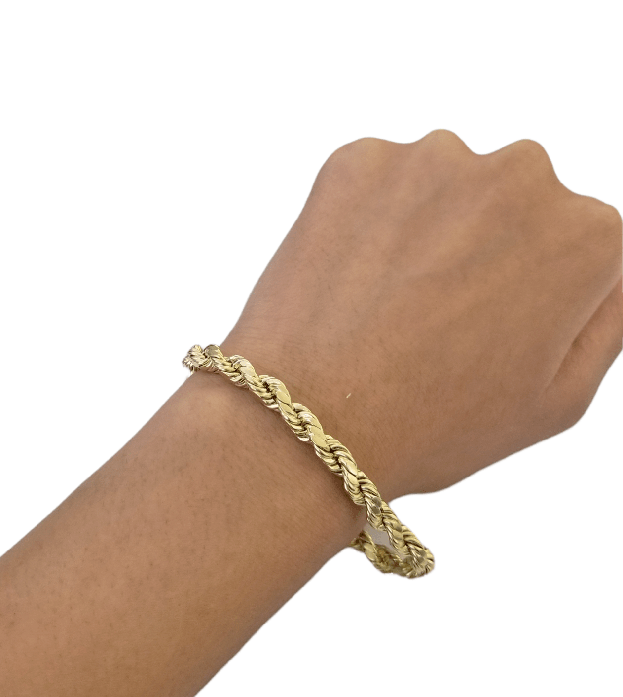 10K Real Gold Bracelet 8" Inch Rope Chain 6mm Lobster Lock Yellow Gold - Reva Jeweler