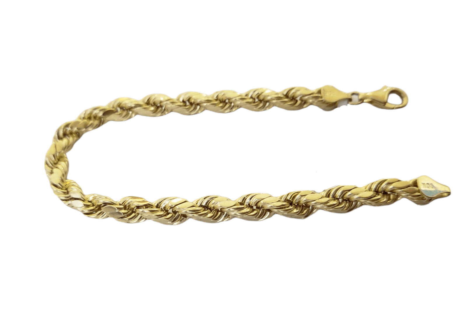 10K Real Gold Bracelet 8" Inch Rope Chain 6mm Lobster Lock Yellow Gold - Reva Jeweler
