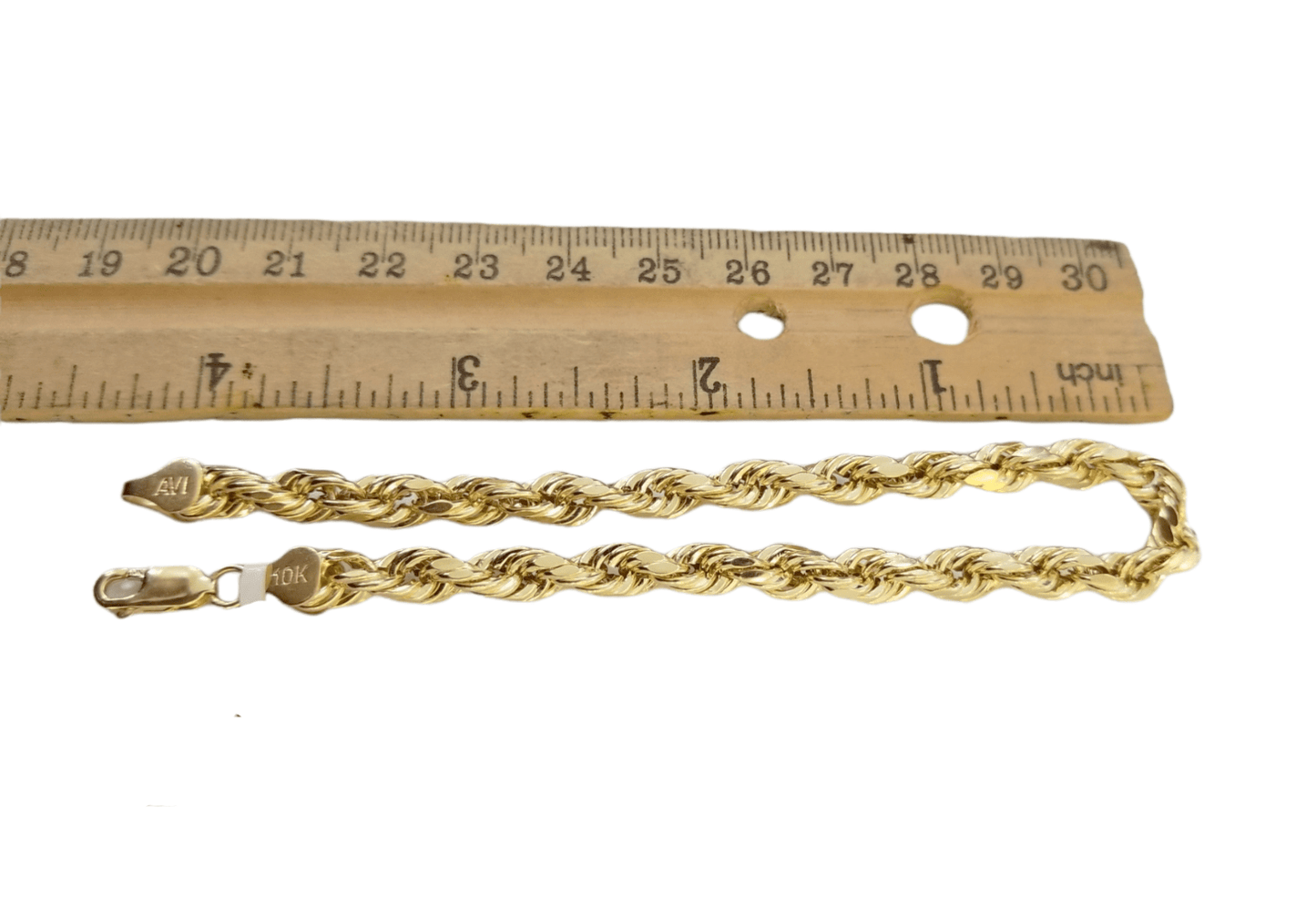 10K Real Gold Bracelet 9" Inch Rope Chain 5mm Lobster Lock Yellow Gold - Reva Jeweler