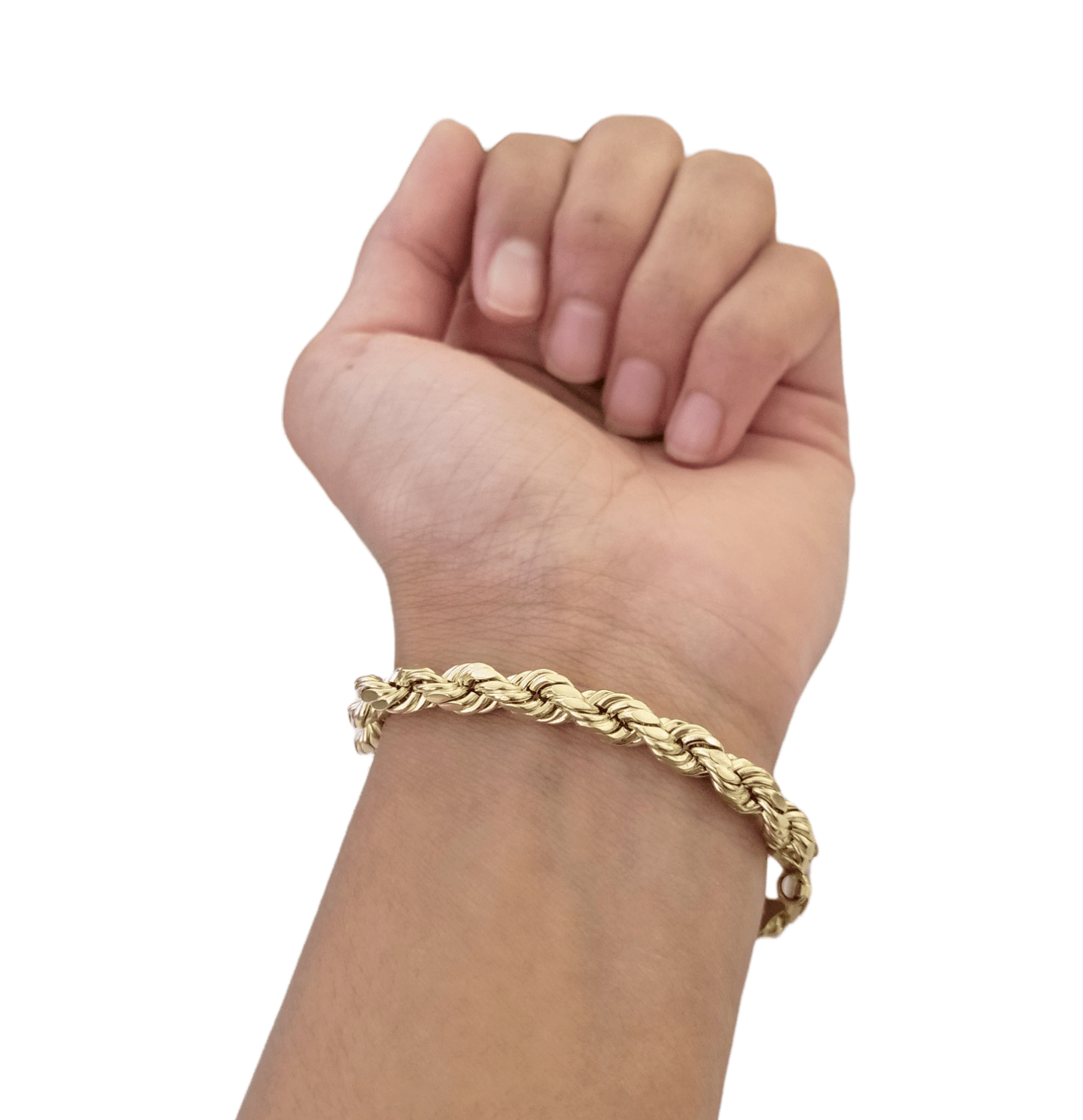10K Real Gold Bracelet 9" Inch Rope Chain 5mm Lobster Lock Yellow Gold - Reva Jeweler