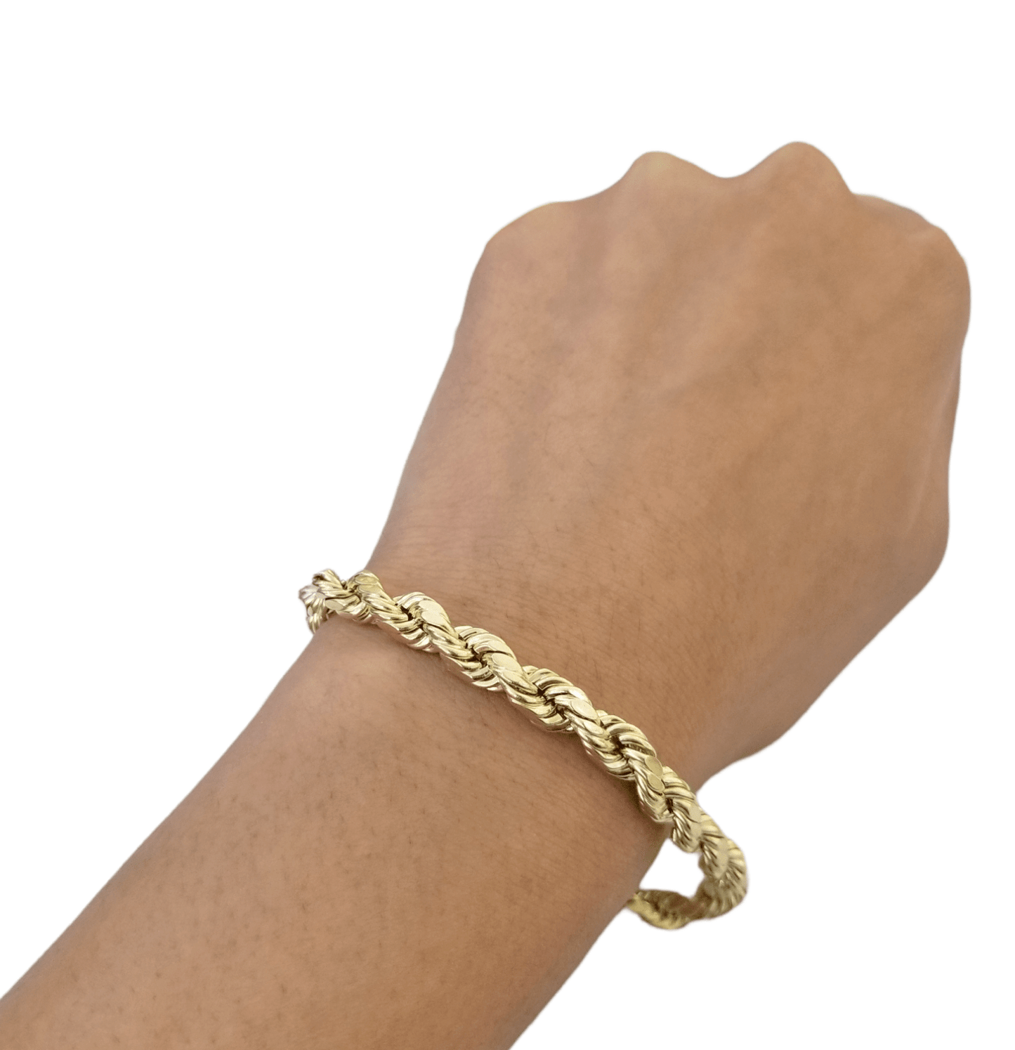10K Real Gold Bracelet 9" Inch Rope Chain 5mm Lobster Lock Yellow Gold - Reva Jeweler