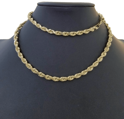 10k Real Gold Chain Solid Rope Necklace 7mm 20 Inch On Sale Free Shipping - Reva Jeweler