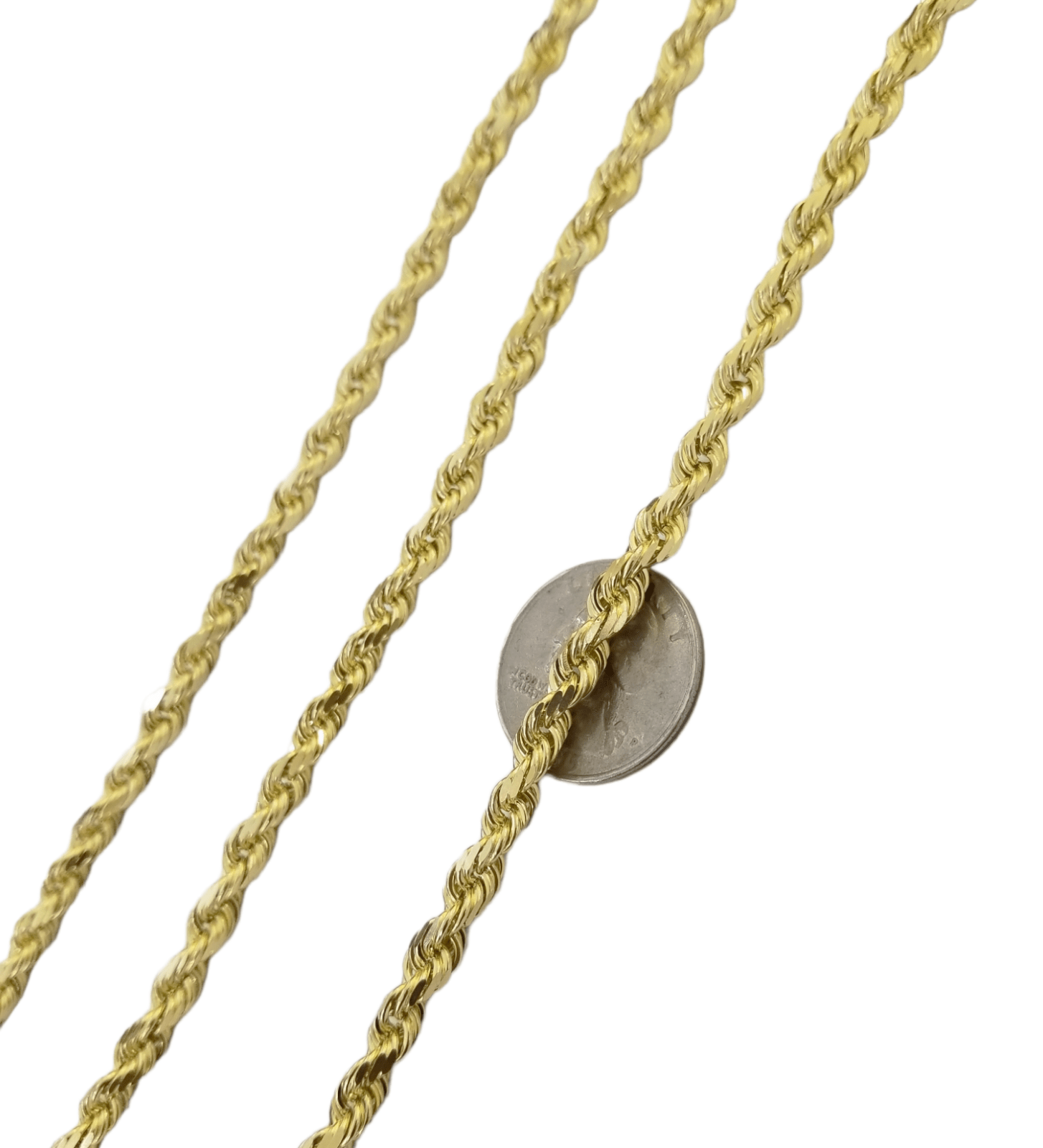 10k Real Gold Chain Solid Rope Necklace 7mm 20 Inch On Sale Free Shipping - Reva Jeweler