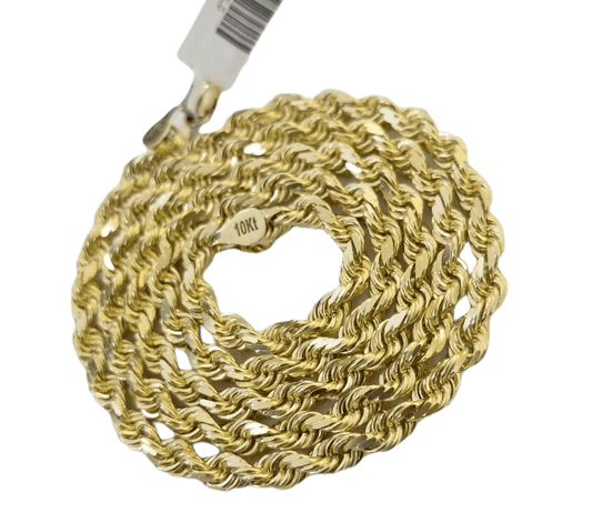 10k Real Gold Chain Solid Rope Necklace 7mm 20 Inch On Sale Free Shipping - Reva Jeweler