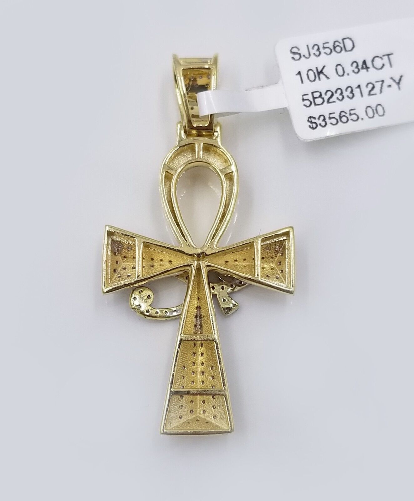 10k Real Gold Cross Evil Eye Pendant Genuine Diamonds Charm 10KT - Reva Jeweler