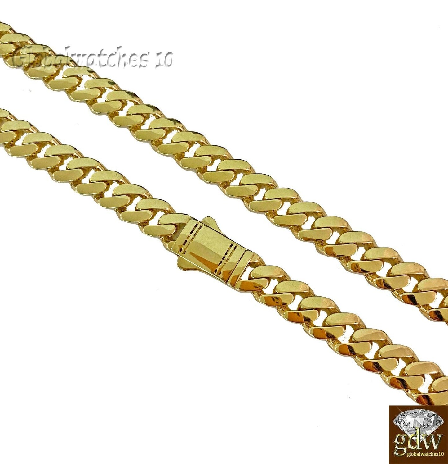10k Real Gold Men Royal Miami Cuban Monaco Link Chain 24 inch 13.5mm THICK - Reva Jeweler