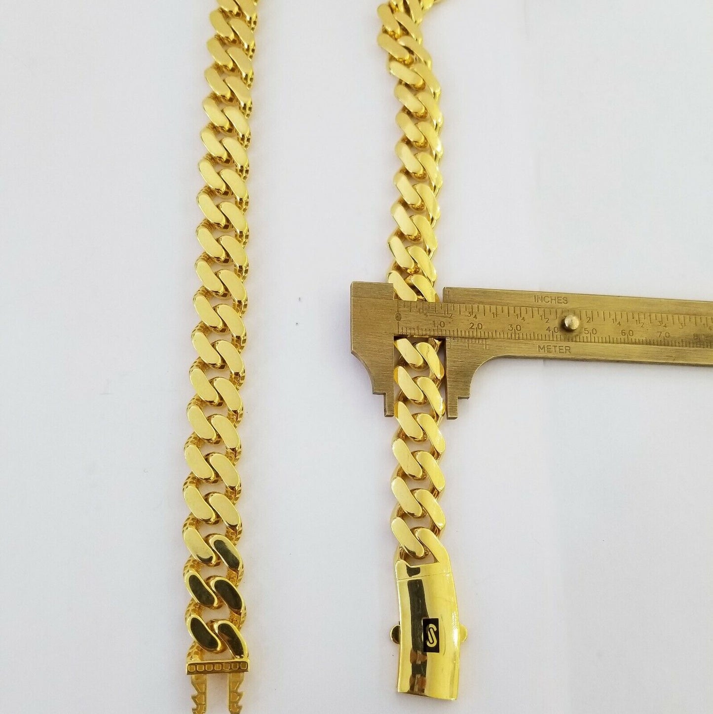 10k Real Gold Miami Cuban Link Chain Monaco 24 inch 13mm Real THICK necklace Men - Reva Jeweler