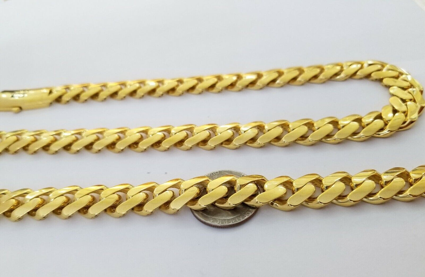 10k Real Gold Miami Cuban Link Chain Monaco 24 inch 13mm Real THICK necklace Men - Reva Jeweler