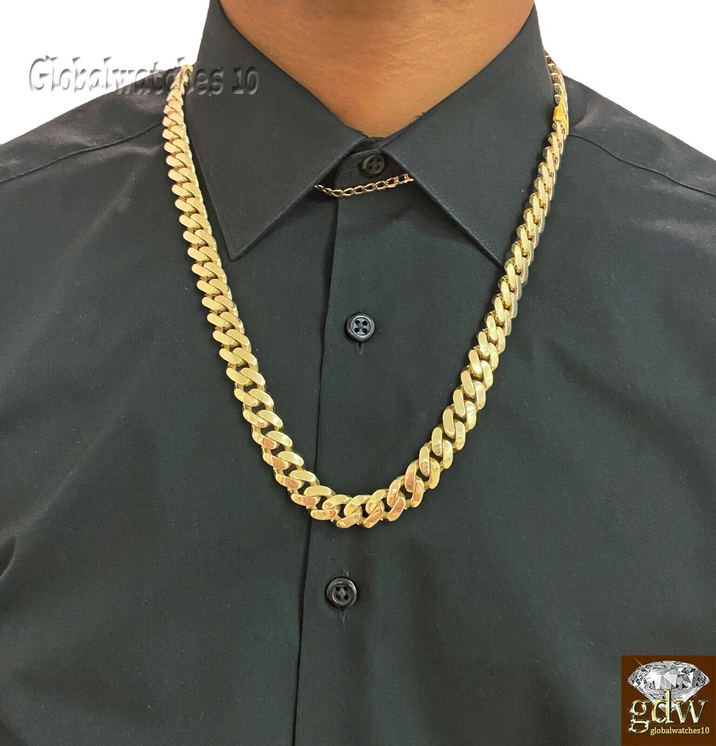 10k Real Gold Miami Cuban Royal Monaco Link Chain 26 inch 15mm Thick On Sale - Reva Jeweler