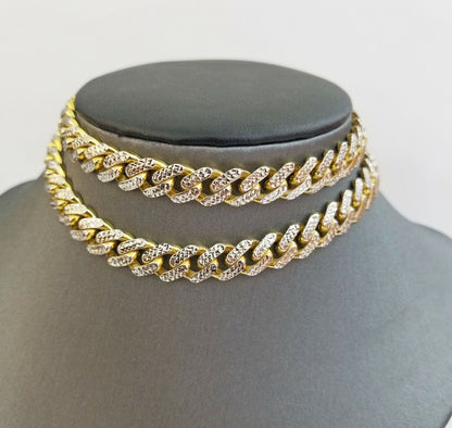 10k Real Gold Monaco Link Chain 22" diamond cut Men women necklace 10kt - Reva Jeweler