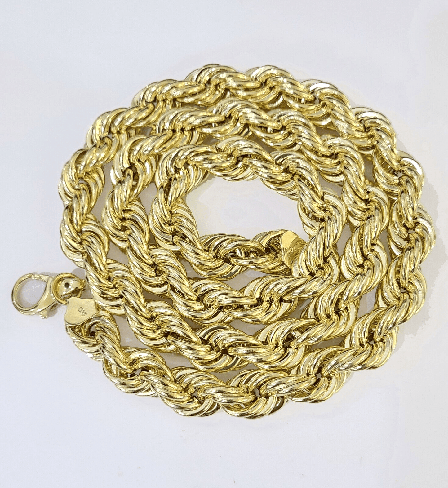 10k Real Gold Rope Chain Thick 12mm Men Chain 24 Inches Genuine - Reva Jeweler