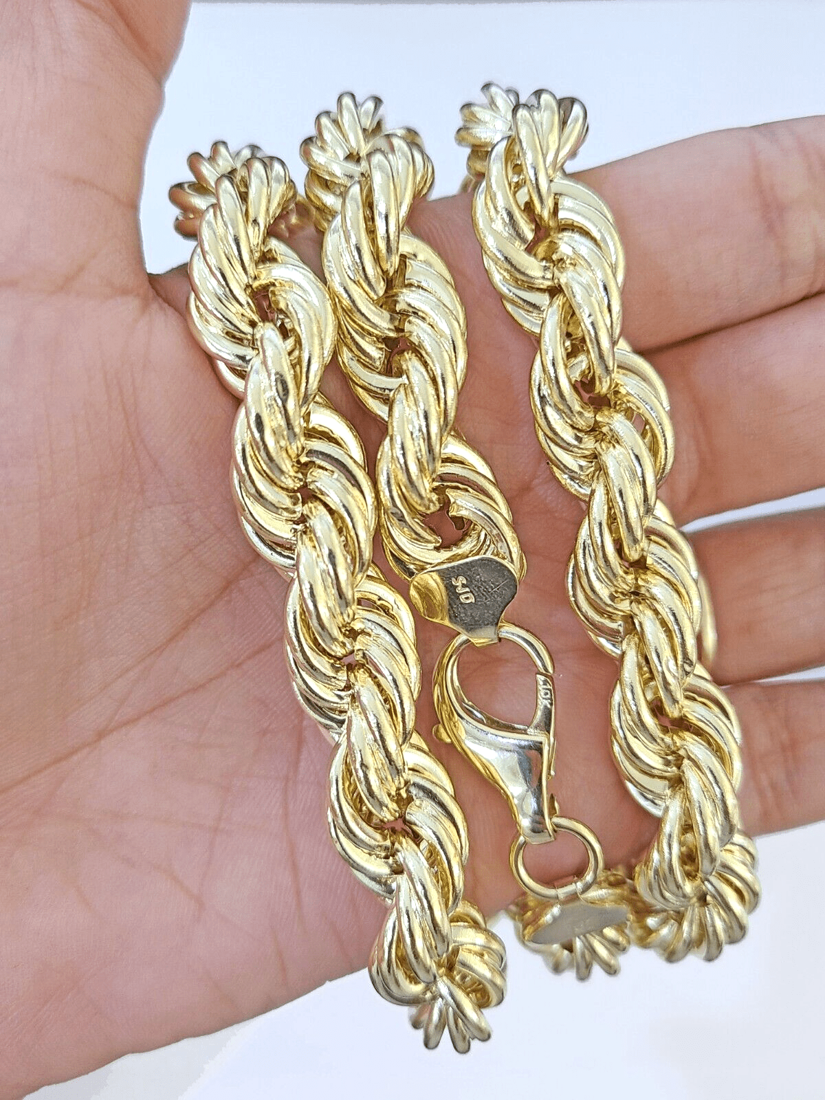 10k Real Gold Rope Chain Thick 12mm Men Chain 26 Inches Genuine - Reva Jeweler