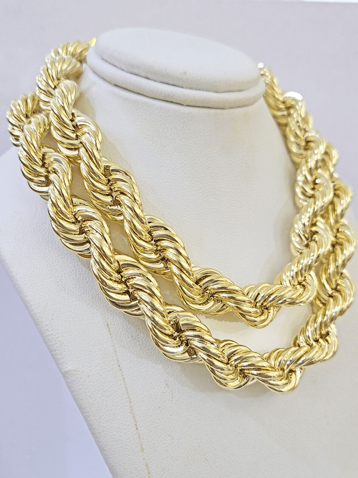 10k Real Gold Rope Chain Thick 12mm Men Chain 26 Inches Genuine - Reva Jeweler