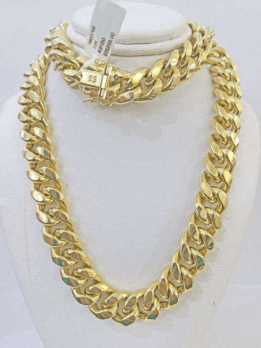 10k Real Miami Cuban Royal Link Chain 24 inch 13mm Genuine Yellow Genuine - Reva Jeweler
