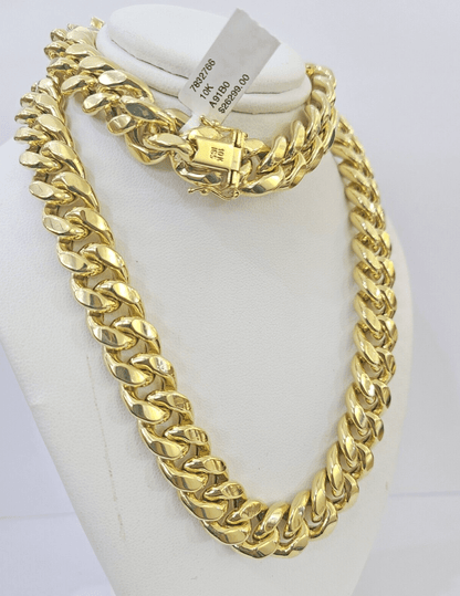 10k Real Miami Cuban Royal Link Chain 24 inch 13mm Genuine Yellow Genuine - Reva Jeweler