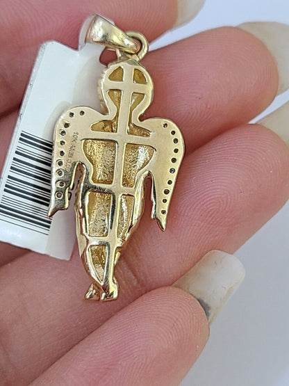 10K Real Praying Hands Charm Pendant 0.07 CT Made with Yellow Gold and Diamonds - Reva Jeweler