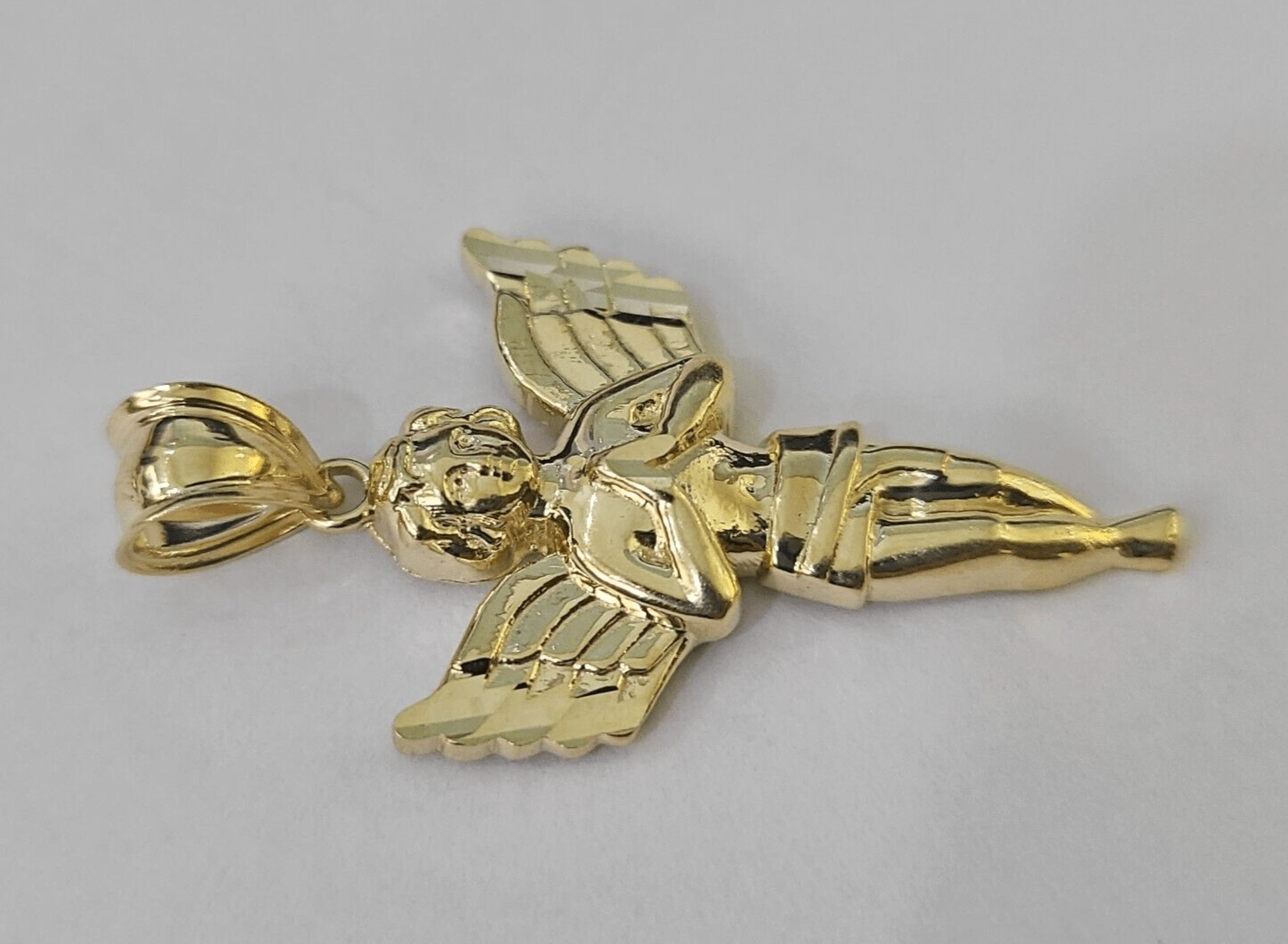 10K Real Praying Hands Charm Pendant Yellow Gold 1.5" Genuine - GoldenlinQ