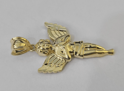 10K Real Praying Hands Charm Pendant Yellow Gold 1.5" Genuine - GoldenlinQ