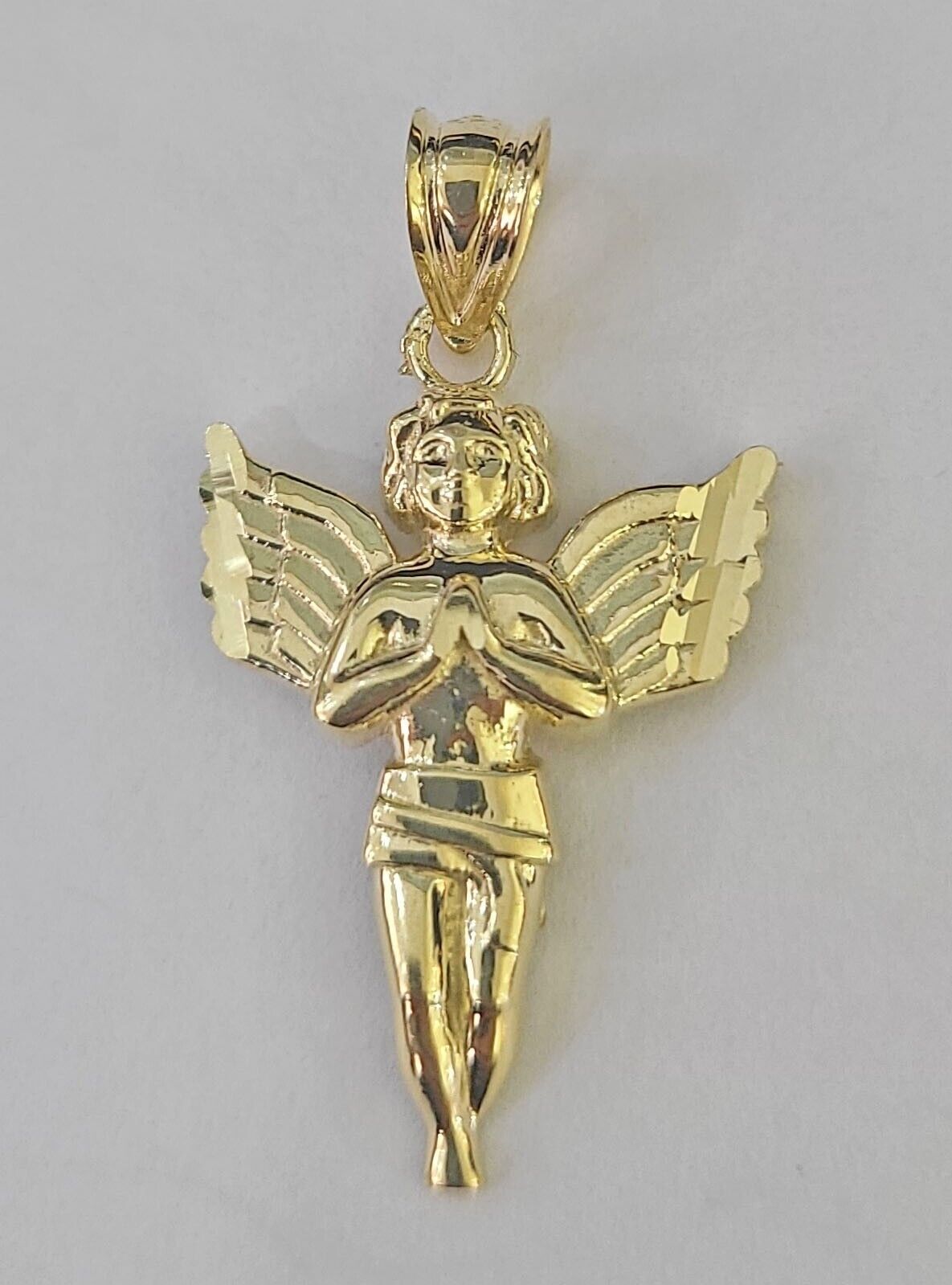 10K Real Praying Hands Charm Pendant Yellow Gold Genuine - GoldenlinQ