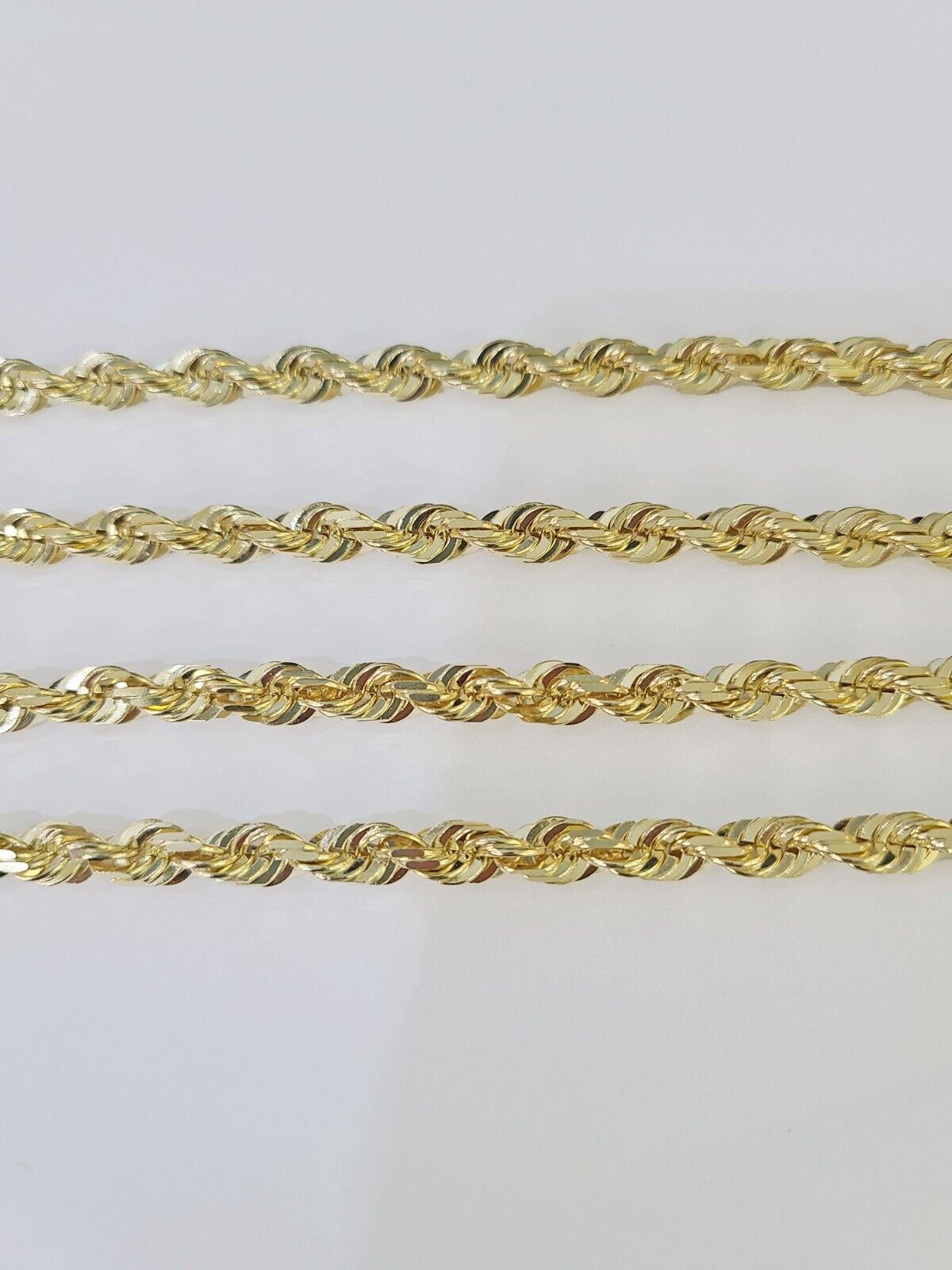 10K Real Solid Rope Chain Yellow Gold Necklace 6mm Length 18" 20" 22" 24" 26" - GoldenlinQ
