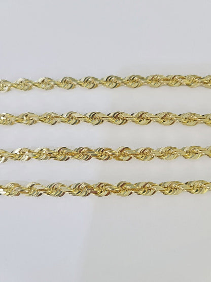 10K Real Solid Rope Chain Yellow Gold Necklace 6mm Length 18" 20" 22" 24" 26" - GoldenlinQ