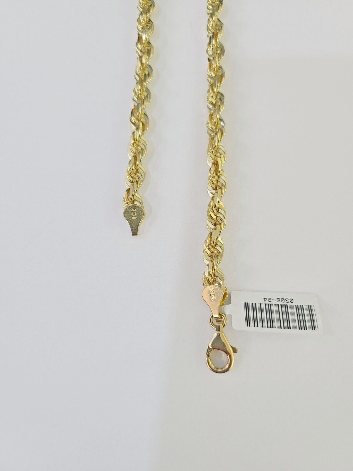 10K Real Solid Rope Chain Yellow Gold Necklace 6mm Length 18" 20" 22" 24" 26" - GoldenlinQ
