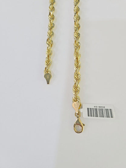 10K Real Solid Rope Chain Yellow Gold Necklace 6mm Length 18" 20" 22" 24" 26" - GoldenlinQ