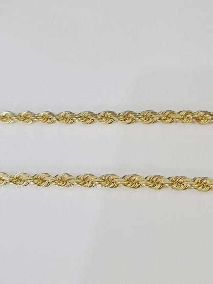 10K Real Solid Yellow Gold Rope Chain Necklace 5mm Length 18" 20" 22" 24" 26" - GoldenlinQ